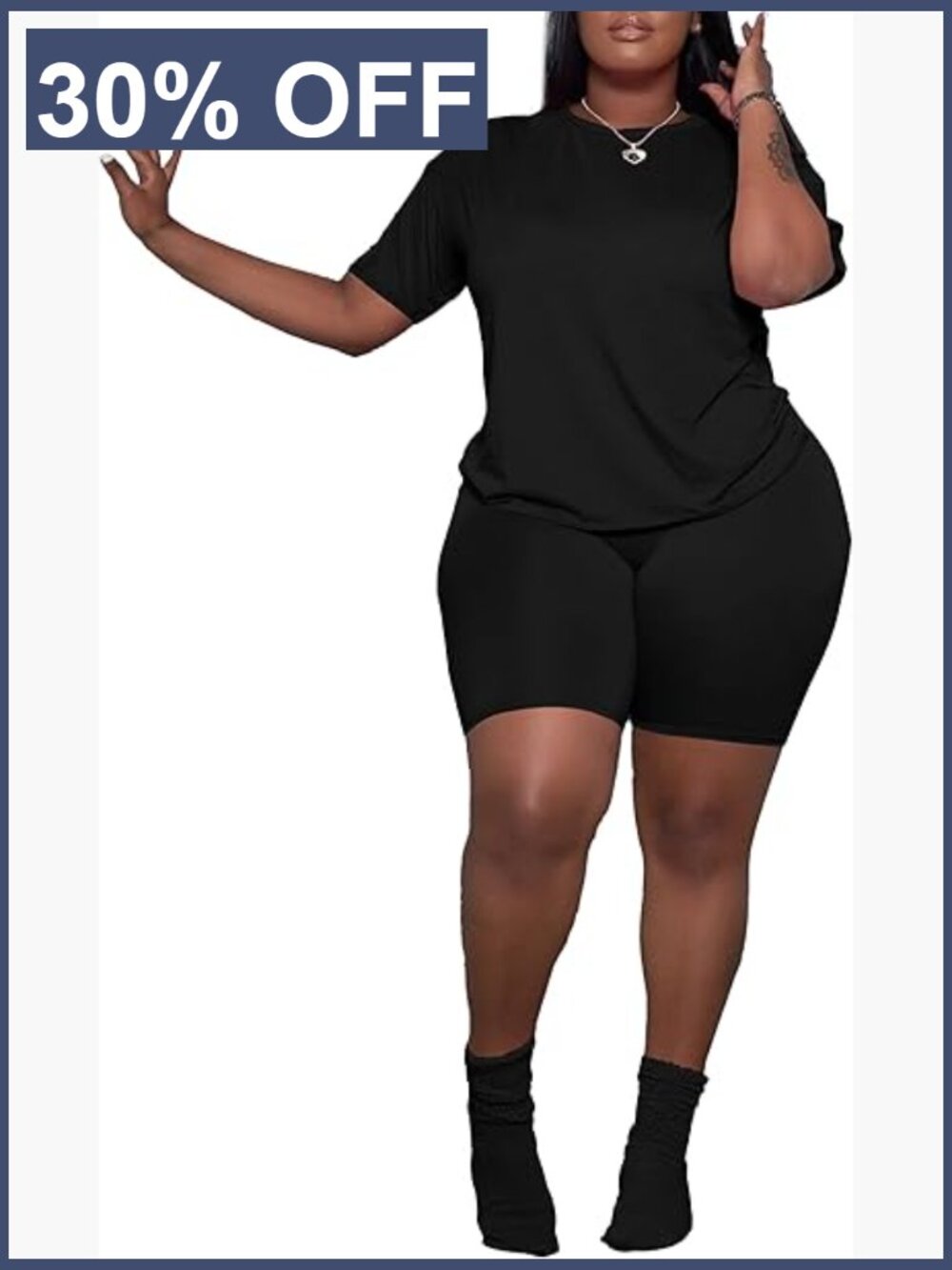 Plus Size 2 Piece Tracksuit Short Sleeve Top & Shorts Lounge Set